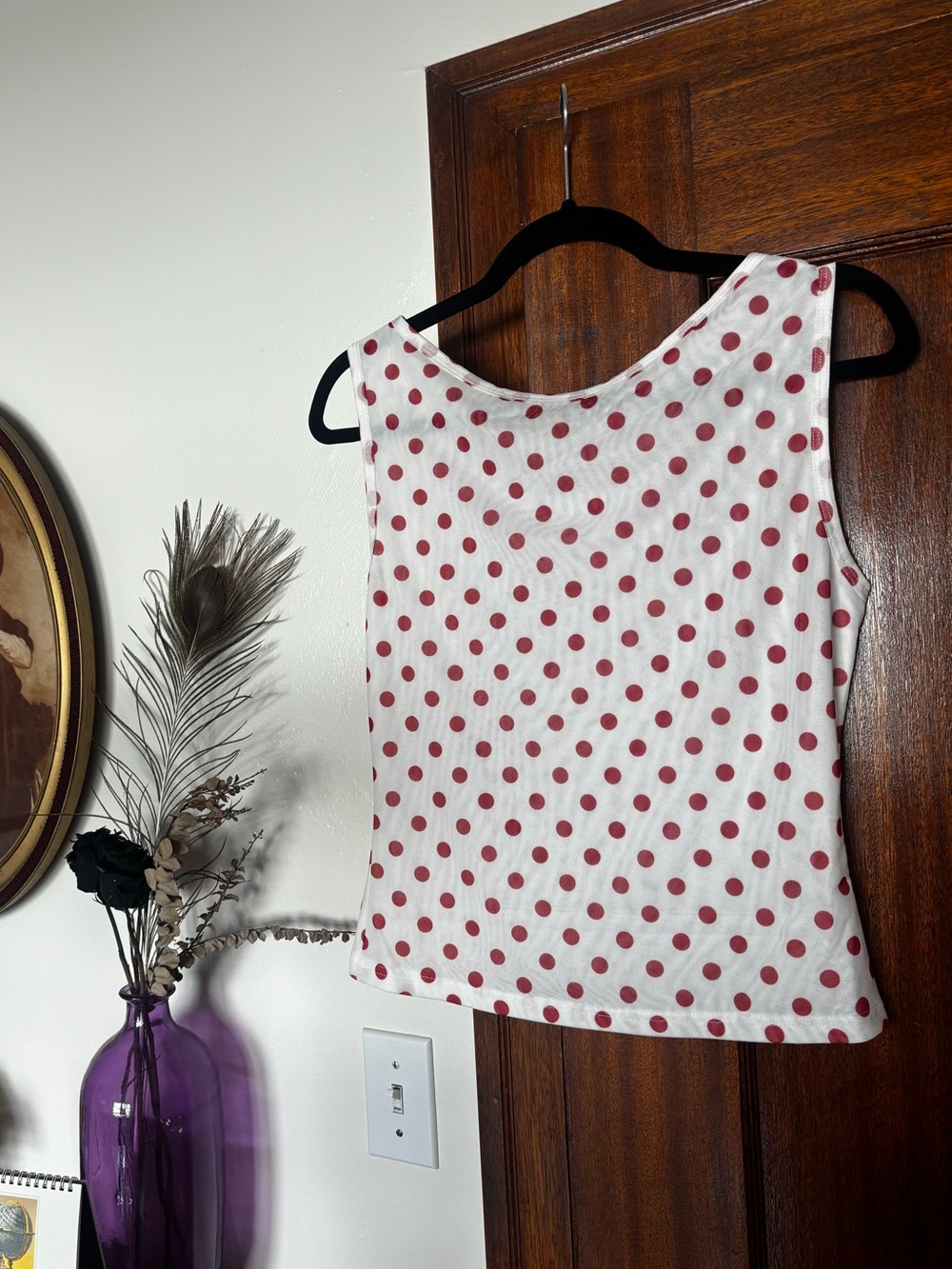 Fashion Brand Company White Tank Top with Red Polka Dots